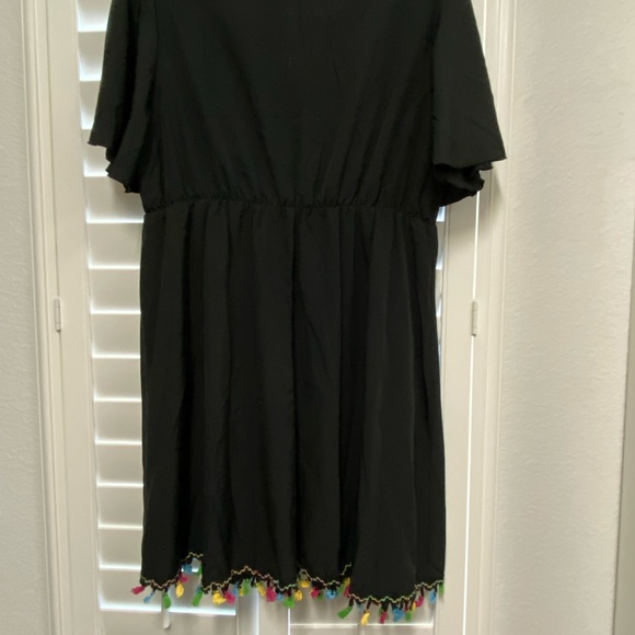 Black Dress with Colorful Embroidery and Tassels  3X never worn - Picture 5 of 7